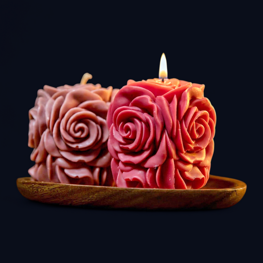 EnZebra Rose Flower Decorative Candle - Pink & Red Romantic Wax Sculpture