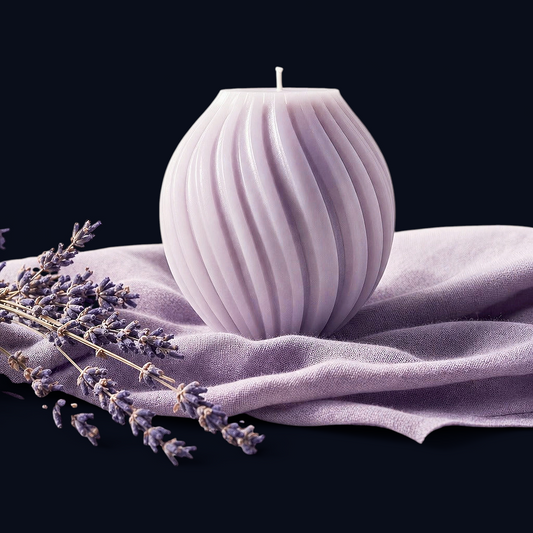 EnZebra EnZebra® Geometric Swirl Pillar Candle | Lavender | Sculptural Home Decor