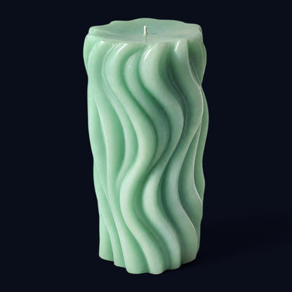 EnZebra EnZebra® Geometric Swirl Pillar Candle | Mint Blue | Sculptural Home Decor