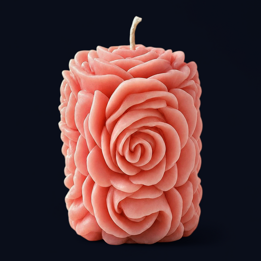 EnZebra EnZebra® Large Rose Pillar Candle | Sculptural Handmade Wax | 6 in