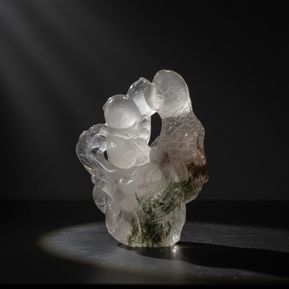 Garden Quartz Parrot on Branch — Luxury Background v4