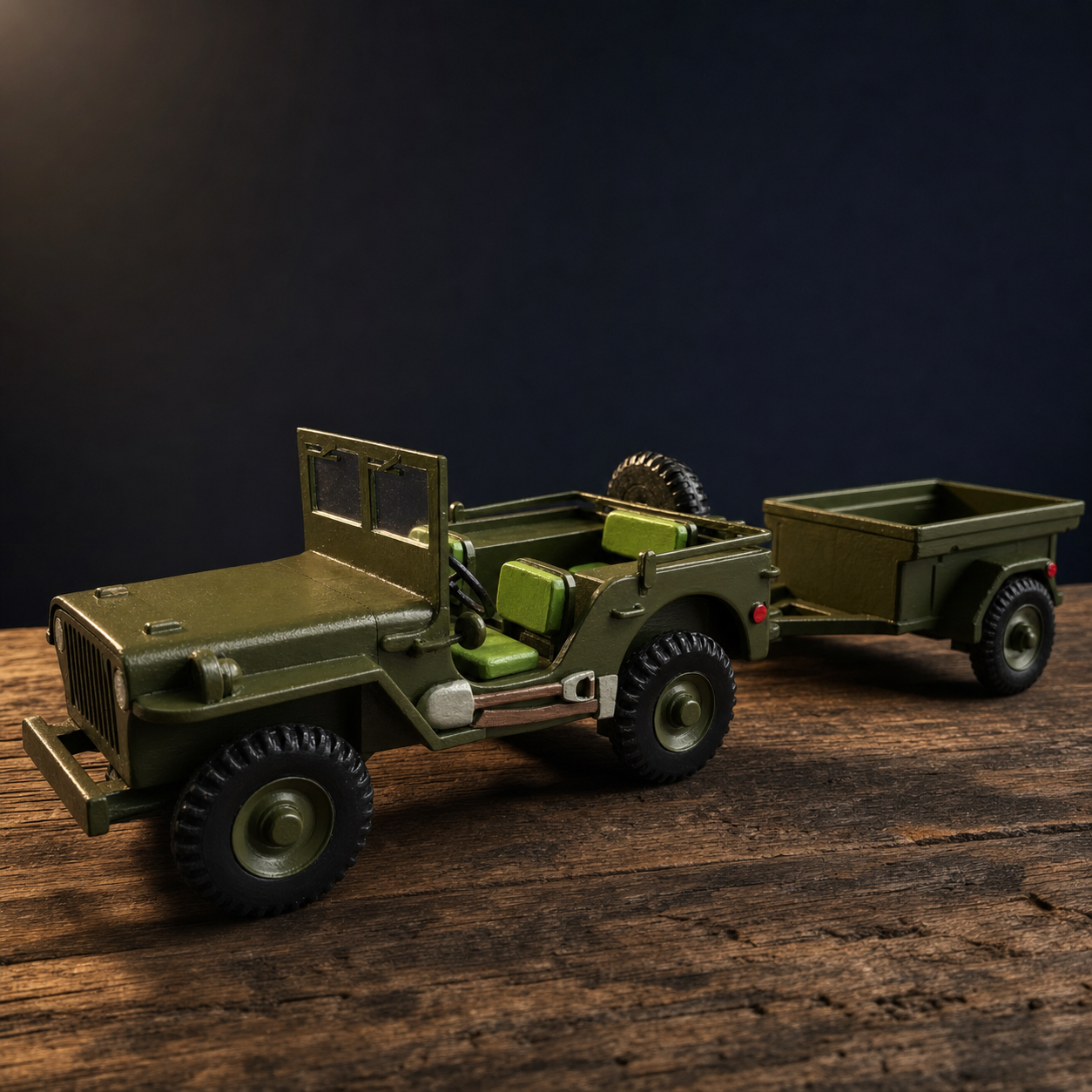Garland Workshop Custom WWII Willys MB Jeep with M416 Cargo Trailer — handcrafted by Jimmy Garland