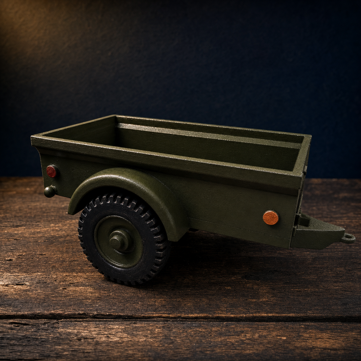 Garland Workshop Custom M416 Cargo Trailer — hand-painted olive drab, included with Jeep set