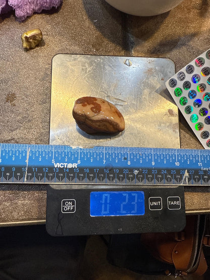 Crimson Creek – 2.3 oz Mississippi Agate with Marbled Red Swirls & Intricate Orbs