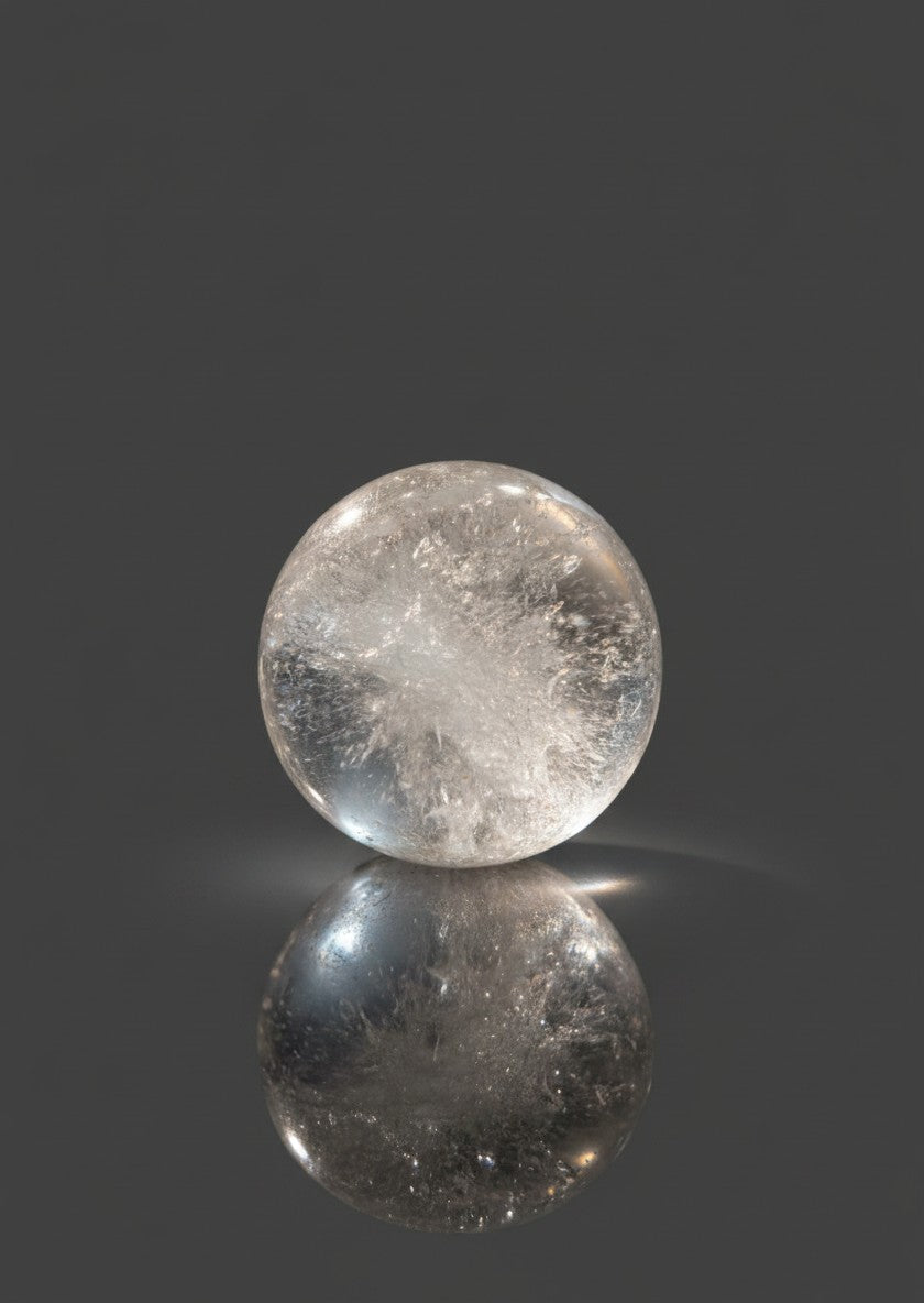 Zebra Industries, LLC collector-grade garden quartz sphere featuring natural chlorite phantom inclusions in clear crystal