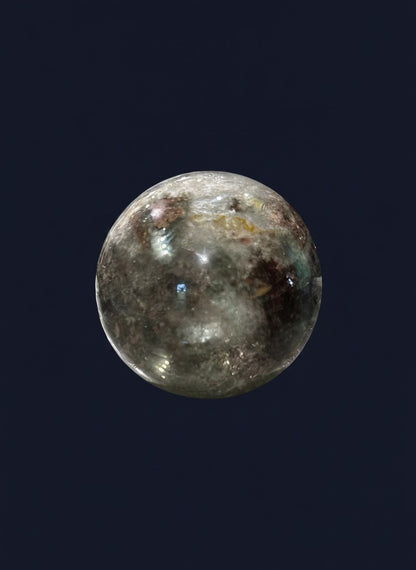 Zebra Industries, LLC collector grade garden quartz sphere with natural green chlorite inclusions and phantom patterns.