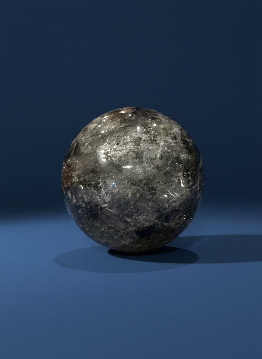 Zebra Industries, LLC collector grade garden quartz sphere with natural green chlorite inclusions and phantom patterns.