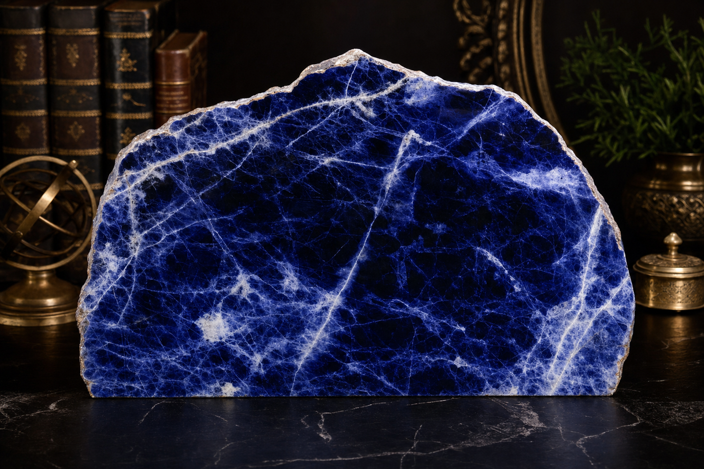 9.6 lb High-Grade Sodalite Statement Slab – Face-Polished with Natural Live Edge Back