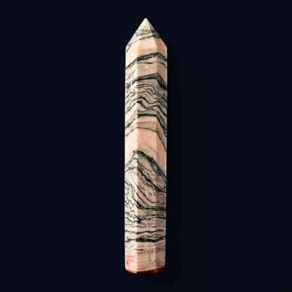 zExclusive Pink Zebra Marble Polished Obelisk Tower — Collector Grade Mineral Specimen Crystal Point