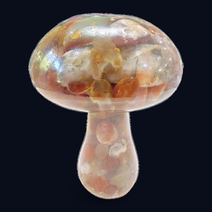 zExclusive Polished Carnelian Agate Mushroom Carving
