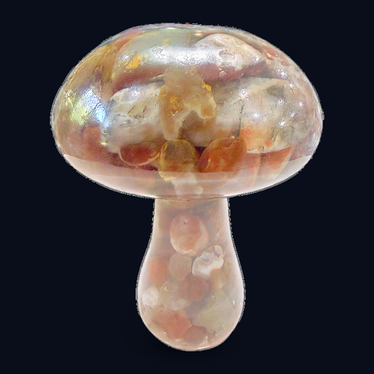 zExclusive Polished Carnelian Agate Mushroom Carving