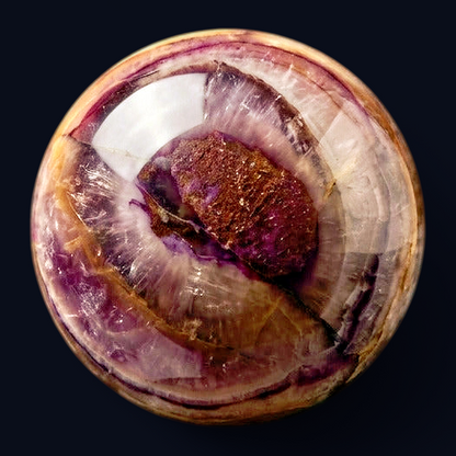 zExclusive Polished Fluorite Sphere — Deep Purple Banded Natural Crystal Ball