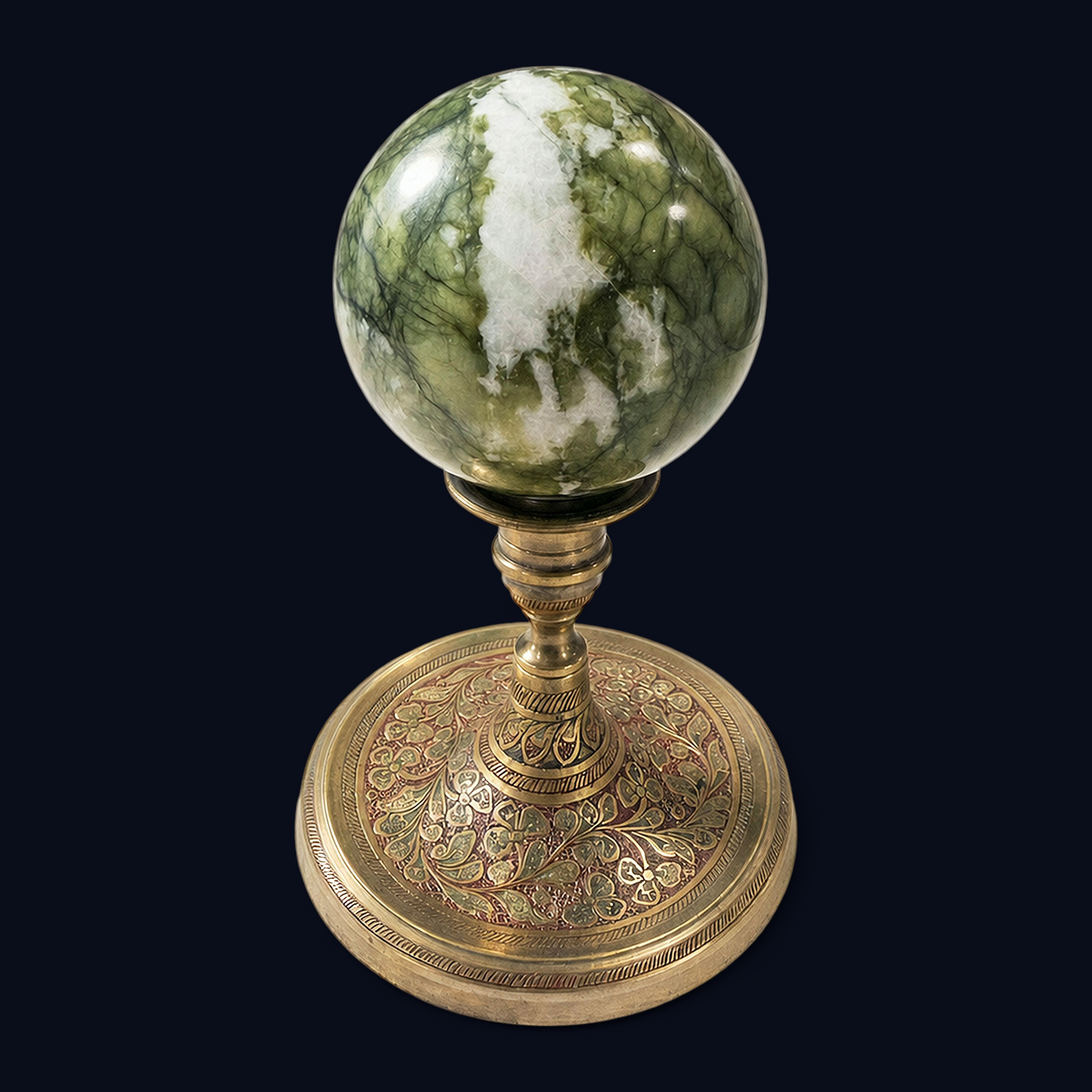 zExclusive Green White Marble Polished Sphere — Collector Grade Verified Vintage Mineral Decor
