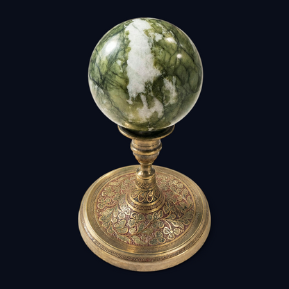 zExclusive Green White Marble Polished Sphere — Collector Grade Verified Vintage Mineral Decor