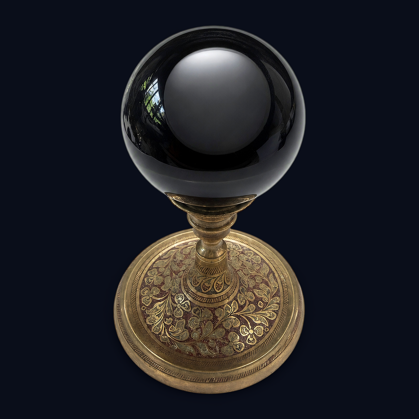 zExclusive Black Obsidian Polished Scrying Sphere — Natural Crystal Ball, 70mm, 0.69 lb (Stand Not Included)