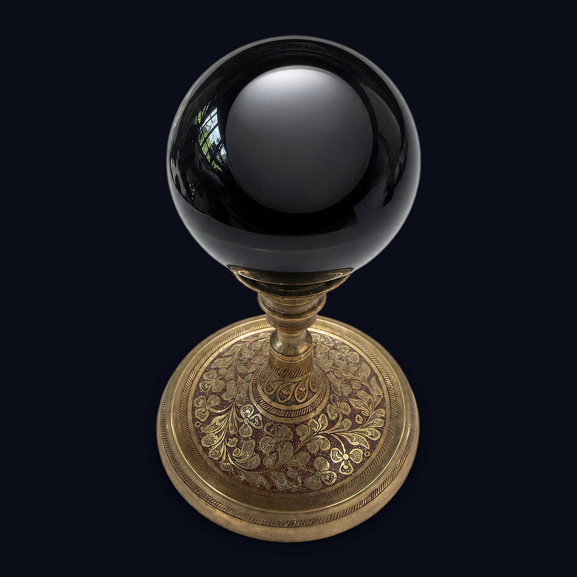 zExclusive Black Obsidian Polished Scrying Sphere — Natural Crystal Ball, 70mm, 0.69 lb (Stand Not Included)