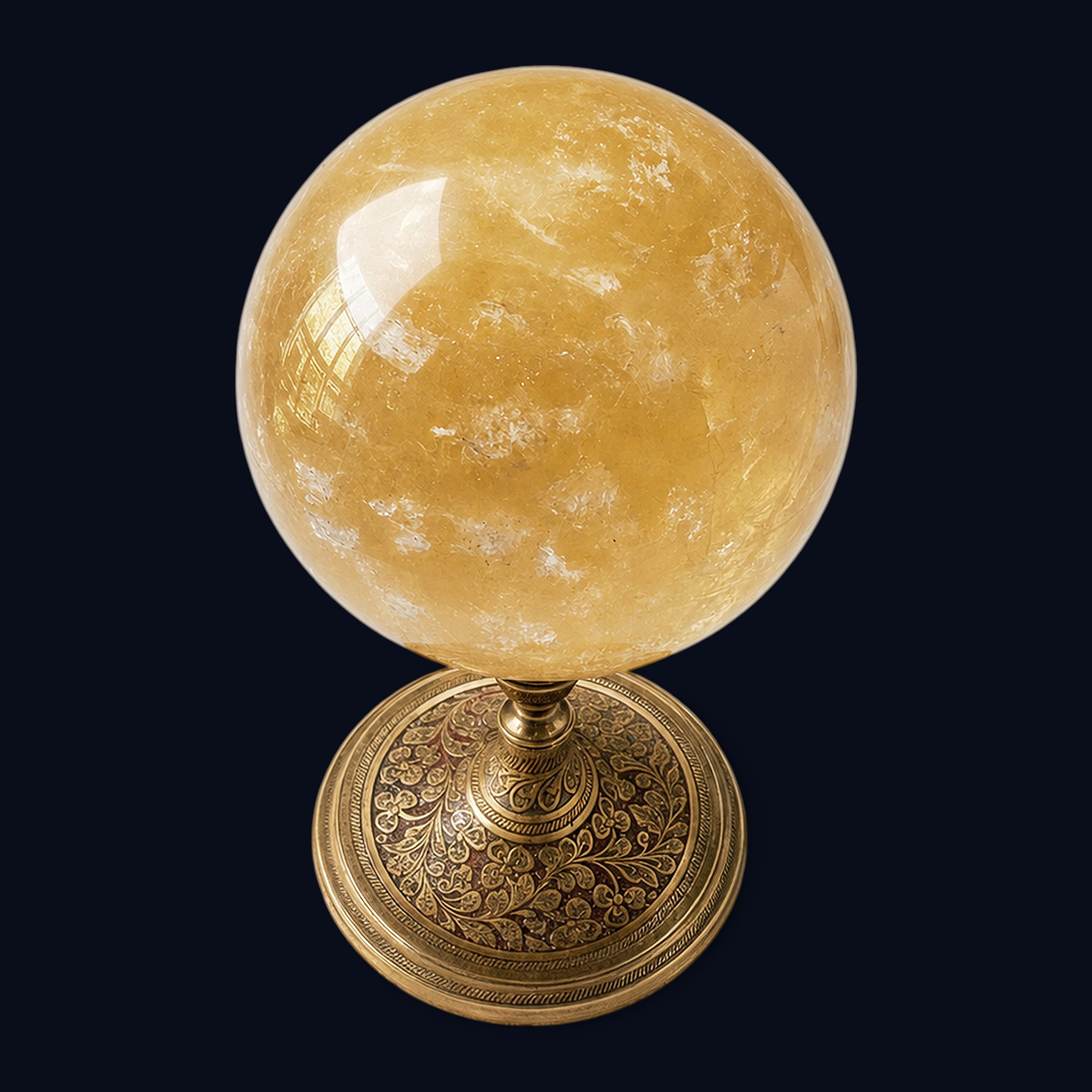 zExclusive Citrine Polished Sphere — Natural Golden Crystal Ball, ~4in, 2.08 lb (Stand Not Included)