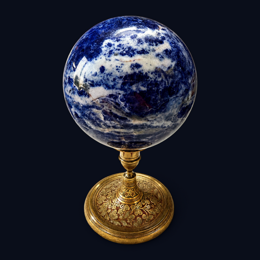 zExclusive Sodalite Polished Sphere — Blue Natural Mineral Crystal Ball, 4in, 3.55 lb (Stand Not Included)