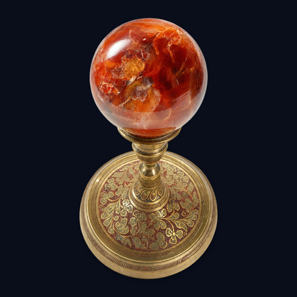 zExclusive Carnelian Agate Polished Sphere — Crystal Ball, 70mm, 0.55 lb (Stand Not Included)