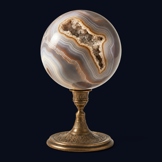 zExclusive Botswana Agate Polished Sphere Natural Matrix — Collector Grade Verified Vintage Mineral Specimen