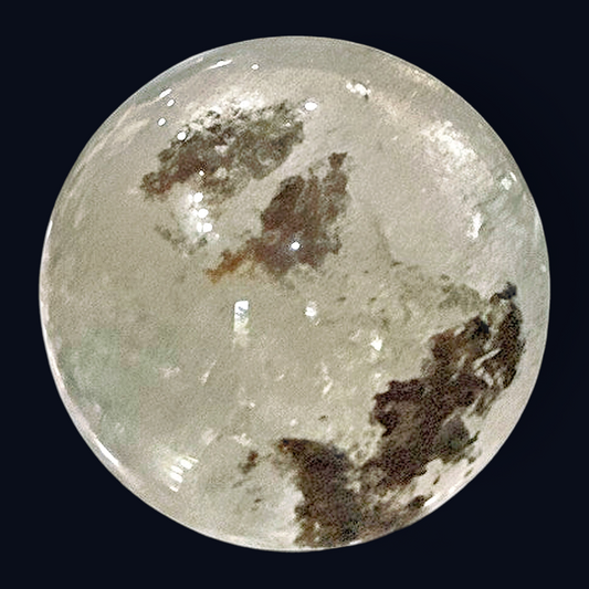 zExclusive A genuine collector-grade garden quartz sphere  Weight: 0.75 lbs. Dimensions not individually catalogued — consistent with a small-grade (S) polished quartz sphere. Condition: Excellent.