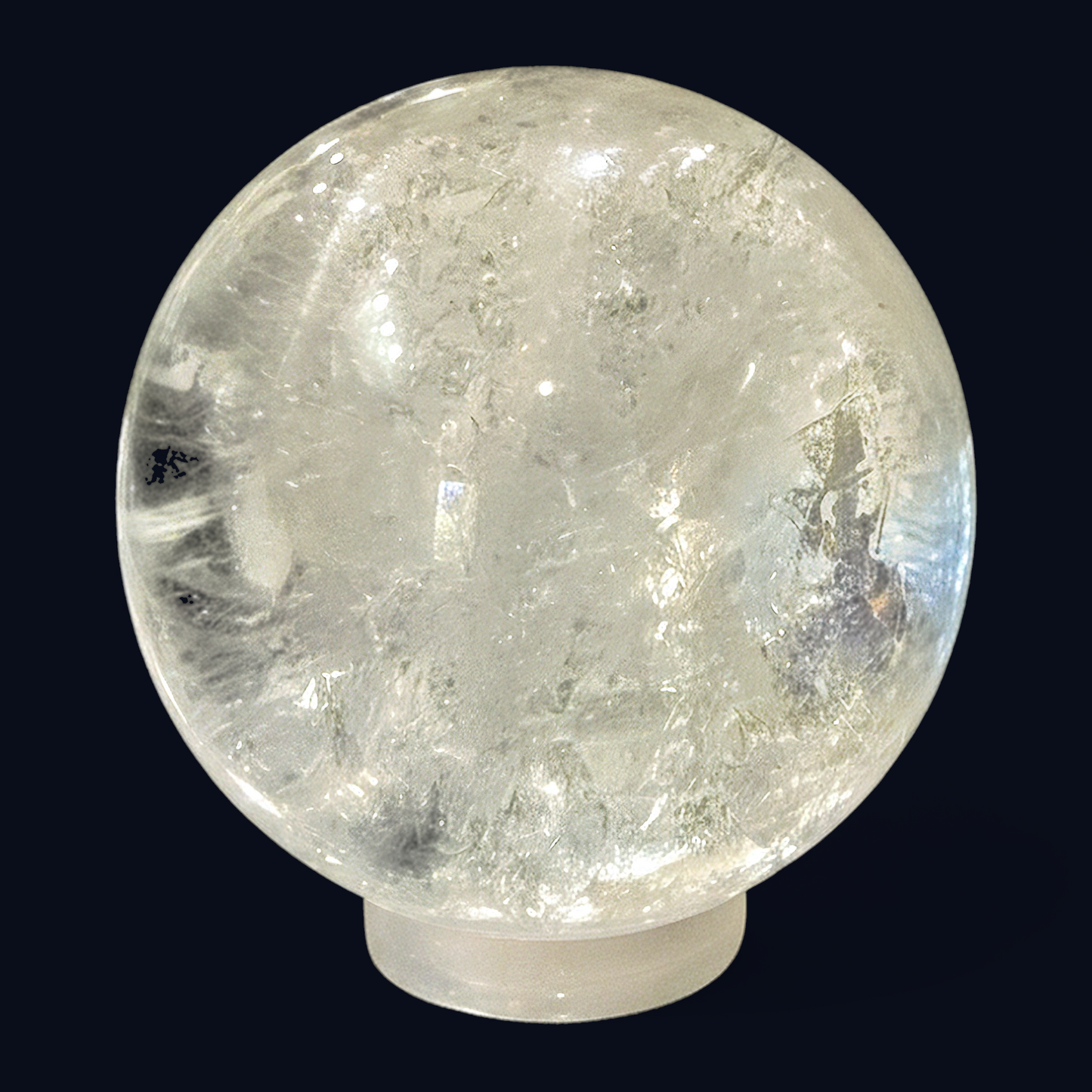 zExclusive Garden Quartz Polished Sphere Internal Fractures Milky Inclusions — Collector Grade Authentic Mineral